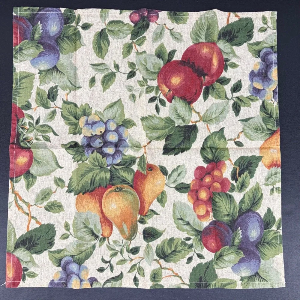 Cloth Napkins Lot of 5 Fruit Print Harvest Farmhouse 16x16 Fall Harvest Country